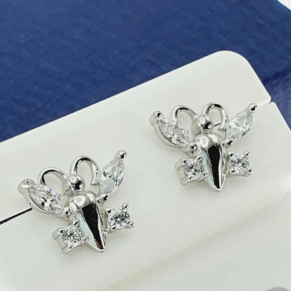"925 Sterling Silver CZ Stud Earrings for Women/Girl, US925P1226 - Picture 4 of 10